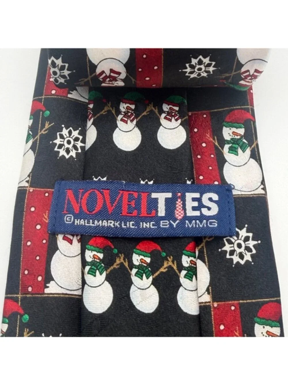 NovelTies Hallmark Snowman Christmas Holiday Neck Tie Black Red Novelty Necktie